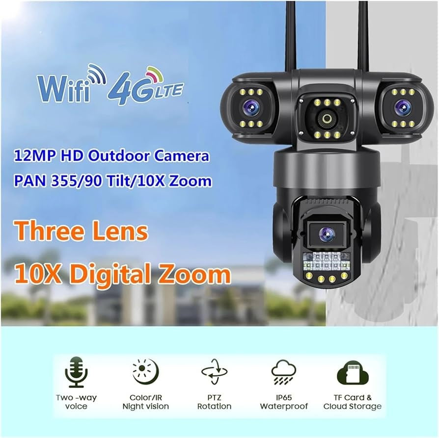 6 Mega Pixel Tripple Lens Moving Camera Full HD Night Vision Camera