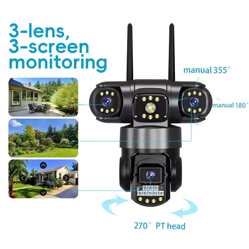 6 Mega Pixel Tripple Lens Moving Camera Full HD Night Vision Camera
