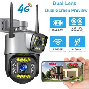 Dual Lens CCTV 4MP CCTV Camera Wifi Camera - Outdoor Security Cameras