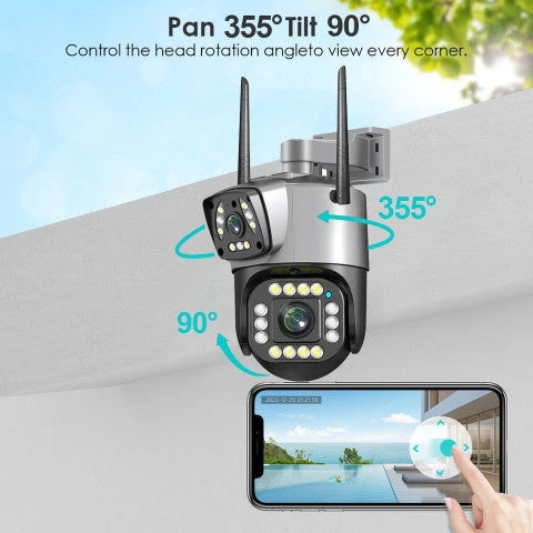 Dual Lens CCTV 4MP CCTV Camera Wifi Camera - Outdoor Security Cameras